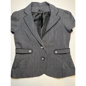 iZ Byer Cropped Blazer Jacket Womens Medium Puff Short Sleeves Ruffle Academia